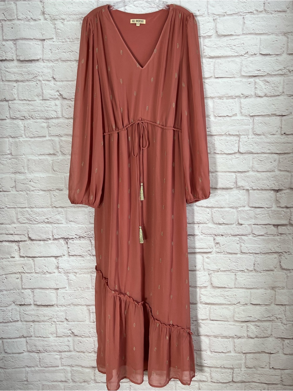 Embroidered Chiffon Maxi Dress Size XL
